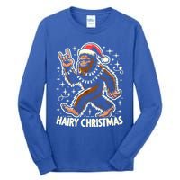 Cool Bigfoot Santa Sasquatch Pajamas Hairy Christmas Yeti Funny Gift Tall Long Sleeve T-Shirt