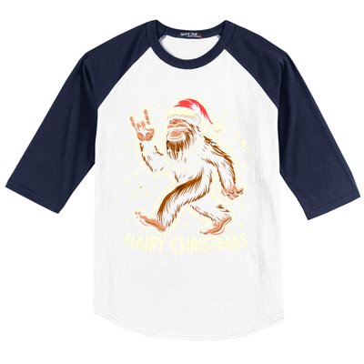 Cool Bigfoot Santa Sasquatch Pajamas Hairy Christmas Yeti Funny Gift Baseball Sleeve Shirt