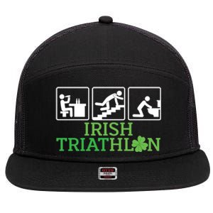 Crawl Be Sick Hangover Irish Triathlon St Patricks Day Meaningful Gift 7 Panel Mesh Trucker Snapback Hat