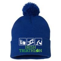 Crawl Be Sick Hangover Irish Triathlon St Patricks Day Meaningful Gift Pom Pom 12in Knit Beanie