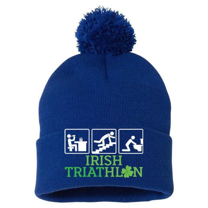 Crawl Be Sick Hangover Irish Triathlon St Patricks Day Meaningful Gift Pom Pom 12in Knit Beanie