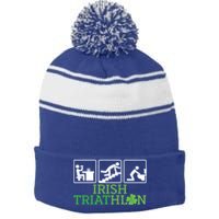 Crawl Be Sick Hangover Irish Triathlon St Patricks Day Meaningful Gift Stripe Pom Pom Beanie