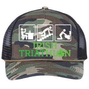 Crawl Be Sick Hangover Irish Triathlon St Patricks Day Meaningful Gift Retro Rope Trucker Hat Cap