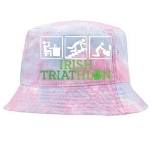 Crawl Be Sick Hangover Irish Triathlon St Patricks Day Meaningful Gift Tie-Dyed Bucket Hat