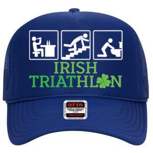 Crawl Be Sick Hangover Irish Triathlon St Patricks Day Meaningful Gift High Crown Mesh Back Trucker Hat