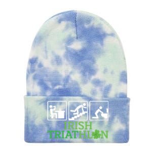 Crawl Be Sick Hangover Irish Triathlon St Patricks Day Meaningful Gift Tie Dye 12in Knit Beanie