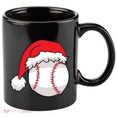 Christmas Baseball Santa Hat Baseball 11oz C Handle Ceramic Mug