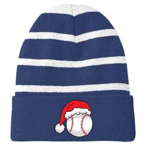 Christmas Baseball Santa Hat Baseball Striped Beanie with Solid Band