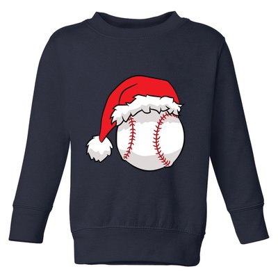 Christmas Baseball Santa Hat Baseball Toddler Sweatshirt