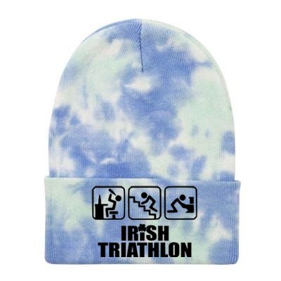 Crawl Be Sick Hangover Irish Triathlon St Patricks Day Cool Gift Tie Dye 12in Knit Beanie