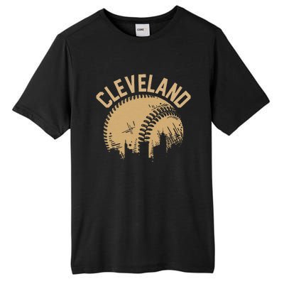 Cleveland Baseball Skyline Ohio Player Coach Fan Tall Fusion ChromaSoft Performance T-Shirt