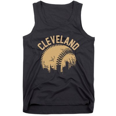 Cleveland Baseball Skyline Ohio Player Coach Fan Tank Top