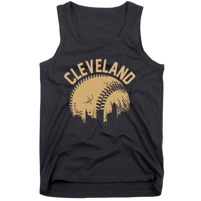 Cleveland Baseball Skyline Ohio Player Coach Fan Tank Top