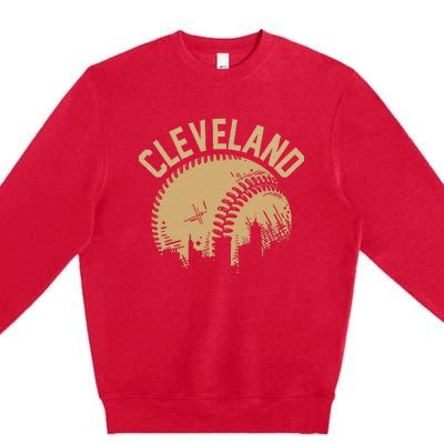 Cleveland Baseball Skyline Ohio Player Coach Fan Premium Crewneck Sweatshirt