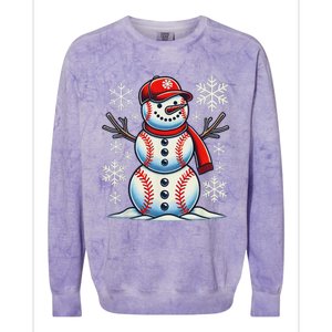 Christmas Baseball Snowman Baseball Christmas Women Colorblast Crewneck Sweatshirt