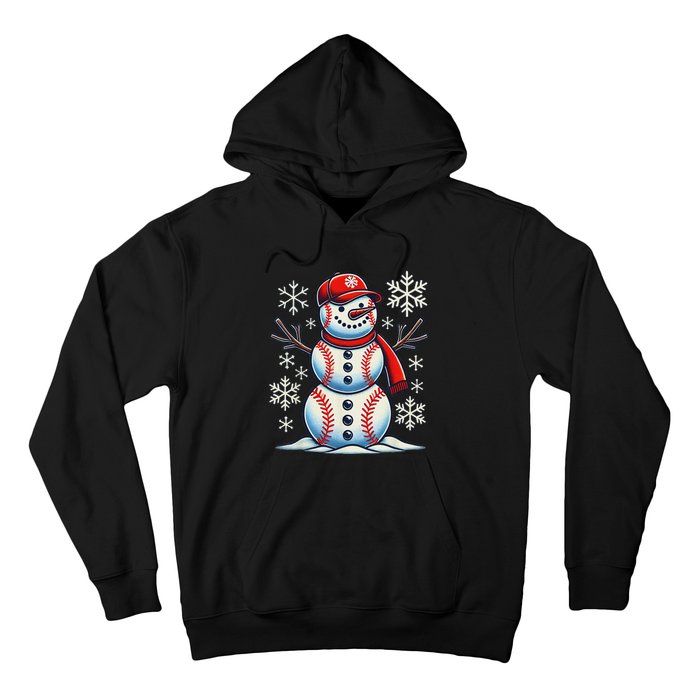 Christmas Baseball Snowman Baseball Christmas Women Hoodie