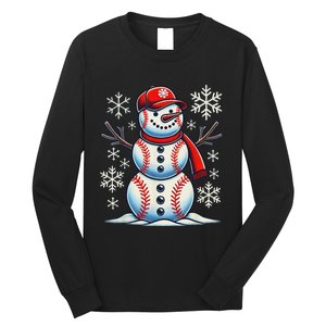 Christmas Baseball Snowman Baseball Christmas Women Long Sleeve Shirt