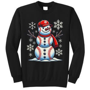 Christmas Baseball Snowman Baseball Christmas Women Sweatshirt