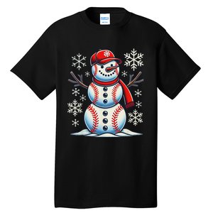 Christmas Baseball Snowman Baseball Christmas Women Tall T-Shirt