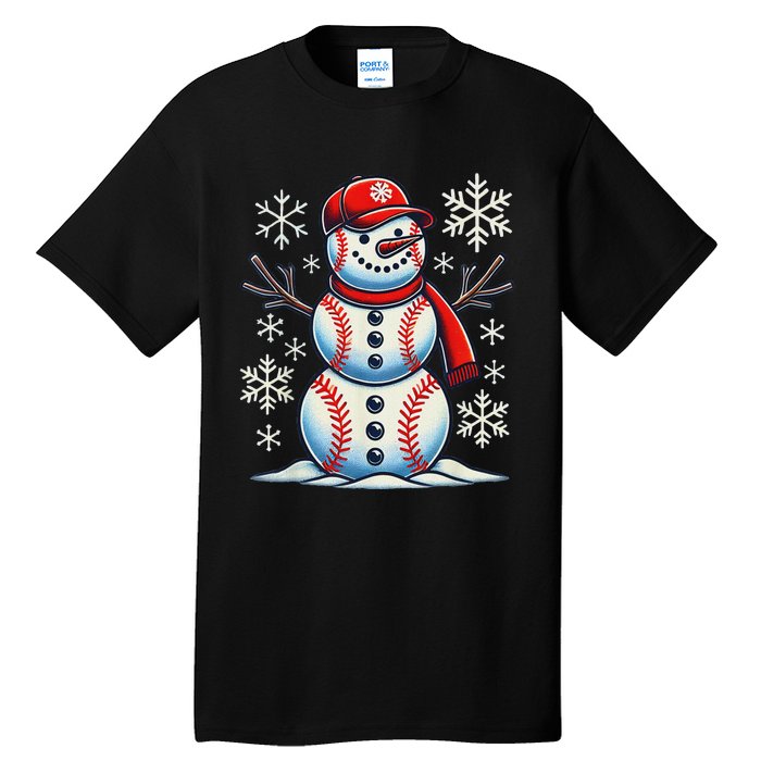 Christmas Baseball Snowman Baseball Christmas Women Tall T-Shirt