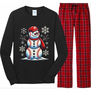 Christmas Baseball Snowman Baseball Christmas Women Long Sleeve Pajama Set