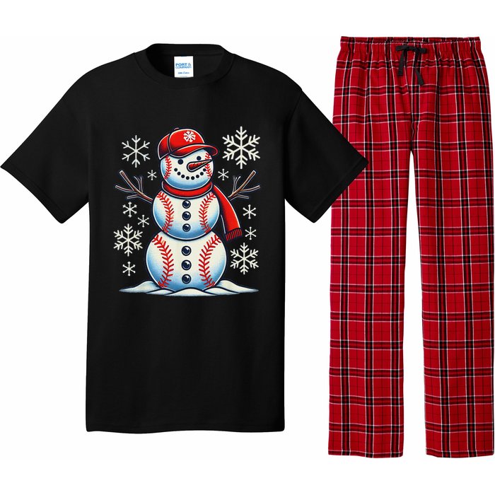 Christmas Baseball Snowman Baseball Christmas Women Pajama Set