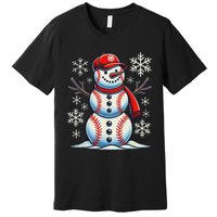 Christmas Baseball Snowman Baseball Christmas Women Premium T-Shirt