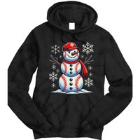 Christmas Baseball Snowman Baseball Christmas Women Tie Dye Hoodie