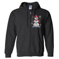 Christmas Baseball Snowman Baseball Christmas Women Full Zip Hoodie