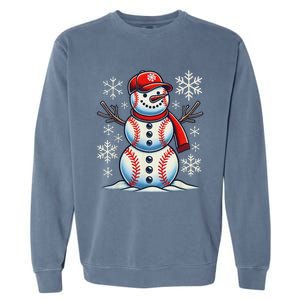 Christmas Baseball Snowman Baseball Christmas Women Garment-Dyed Sweatshirt