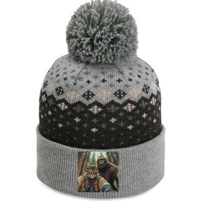 Cat Bigfoot Sasquatch Selfie Photo Funny Retro Classic Humor The Baniff Cuffed Pom Beanie