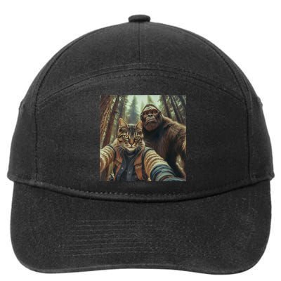 Cat Bigfoot Sasquatch Selfie Photo Funny Retro Classic Humor 7-Panel Snapback Hat