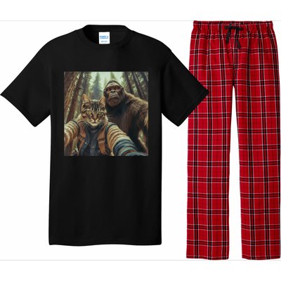 Cat Bigfoot Sasquatch Selfie Photo Funny Retro Classic Humor Pajama Set