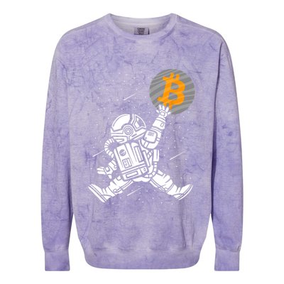 Cryptocurrency Bitcoin Space Moon Funny Colorblast Crewneck Sweatshirt