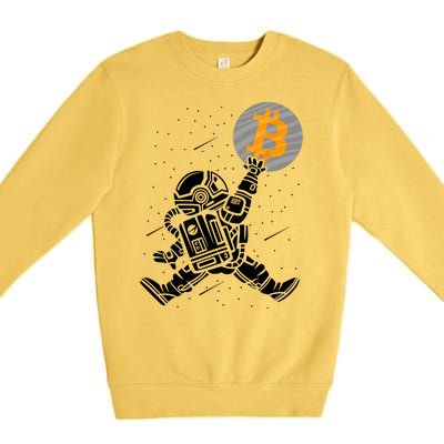 Cryptocurrency Bitcoin Space Moon Funny Premium Crewneck Sweatshirt