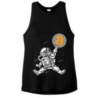 Cryptocurrency Bitcoin Space Moon Funny Ladies PosiCharge Tri-Blend Wicking Tank
