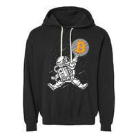 Cryptocurrency Bitcoin Space Moon Funny Garment-Dyed Fleece Hoodie