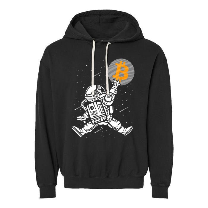 Cryptocurrency Bitcoin Space Moon Funny Garment-Dyed Fleece Hoodie