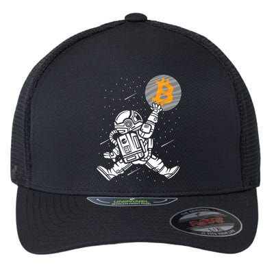Cryptocurrency Bitcoin Space Moon Funny Flexfit Unipanel Trucker Cap