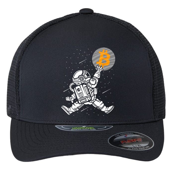 Cryptocurrency Bitcoin Space Moon Funny Flexfit Unipanel Trucker Cap