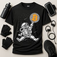 Cryptocurrency Bitcoin Space Moon Funny Performance Shirt