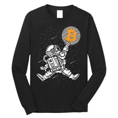 Cryptocurrency Bitcoin Space Moon Funny Long Sleeve Shirt