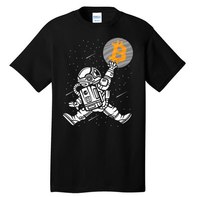 Cryptocurrency Bitcoin Space Moon Funny Tall T-Shirt