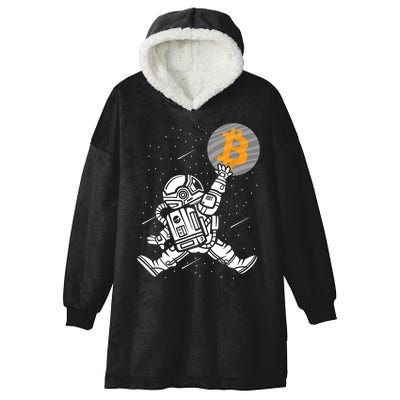 Cryptocurrency Bitcoin Space Moon Funny Hooded Wearable Blanket