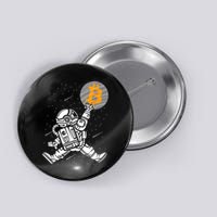Cryptocurrency Bitcoin Space Moon Funny Button