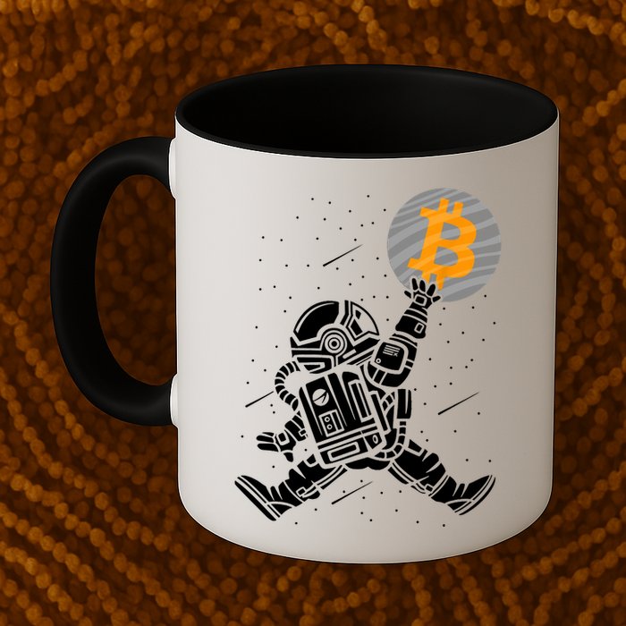 Cryptocurrency Bitcoin Space Moon Funny Mug