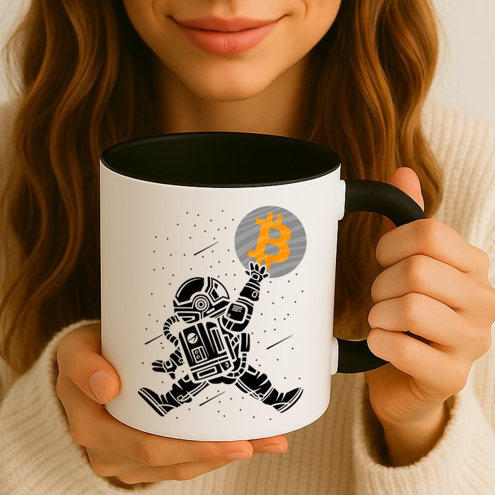 Cryptocurrency Bitcoin Space Moon Funny Mug