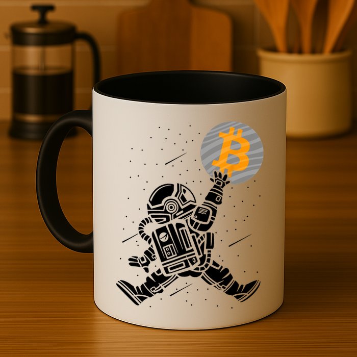 Cryptocurrency Bitcoin Space Moon Funny Mug