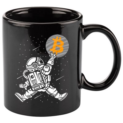 Cryptocurrency Bitcoin Space Moon Funny 11oz C Handle Ceramic Mug