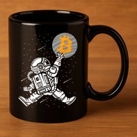 Cryptocurrency Bitcoin Space Moon Funny 11oz C Handle Ceramic Mug